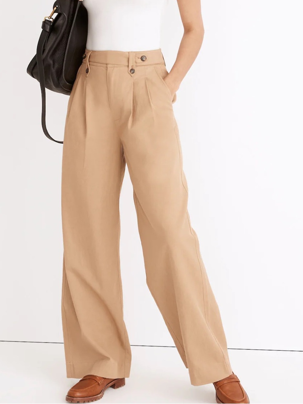 Madewell Harlow Wide-Leg Pants in Khaki Tan Size 6